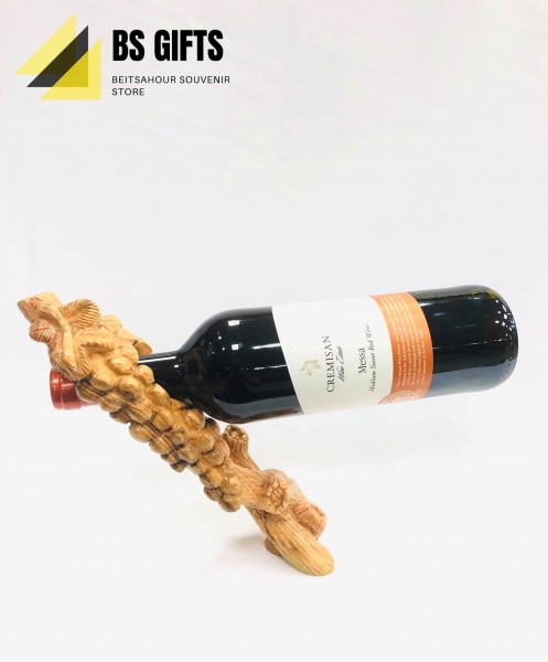 Olive wood handmade grapevine wine bottle holder 7.50x28 cm