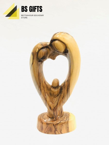 Faceless heart shaped holy family artist made 20x10 cm
