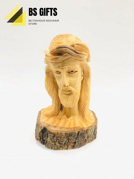 Jesus face with round bark base 15x10 cm