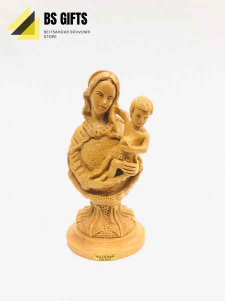 Artistic work virgin mary carrying baby jesus with base 16x7.50 cm