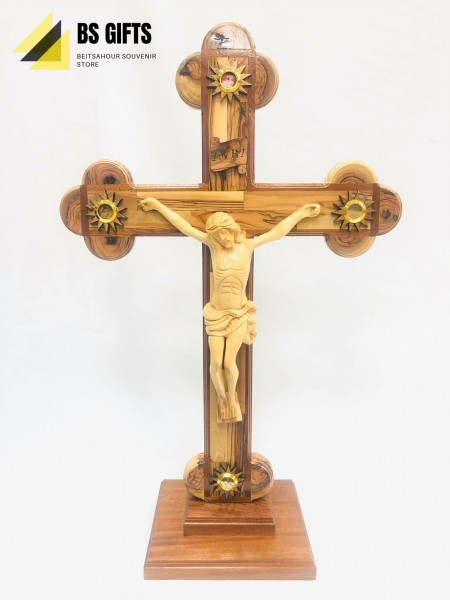High quality Olive wood cross with Olive wood crucifix Handmade in Bethlehem 62x38 cm
