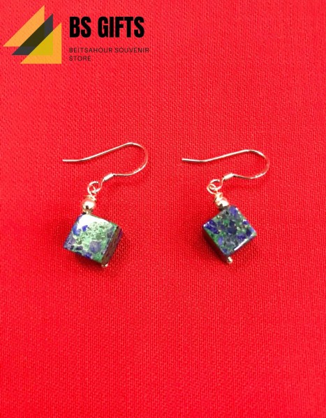 925 Silver Square-Shaped Eilat Stone Earings #2