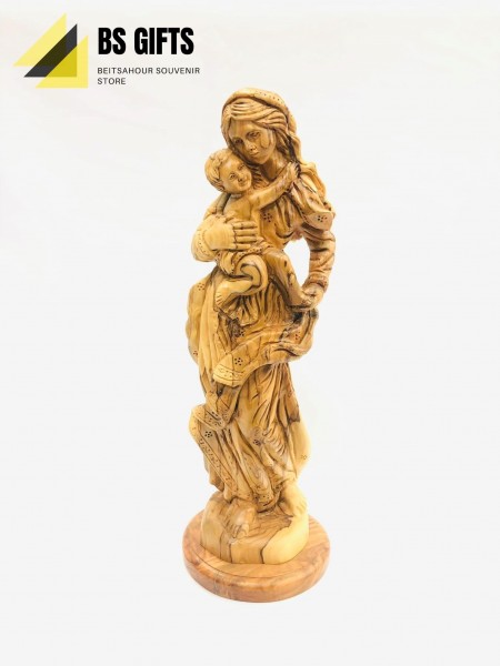 Artist made large size virgin mary carrying baby jesus 33x11 cm