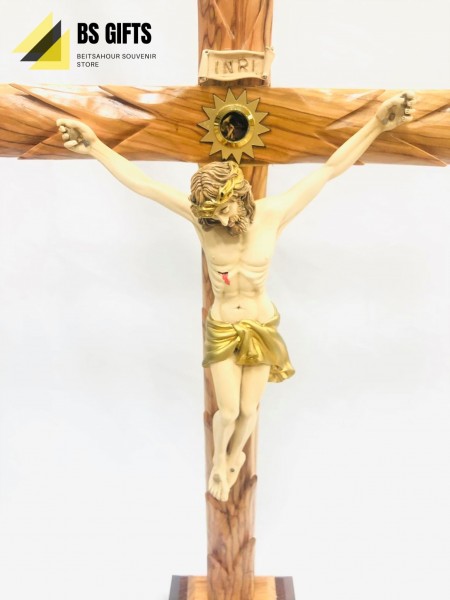 Olive Wood Cross-Ceramic Crucifix 73x42cm