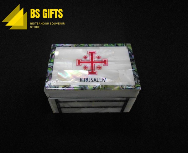 Small size cross of jerusalem rectangle box 5x9 cm