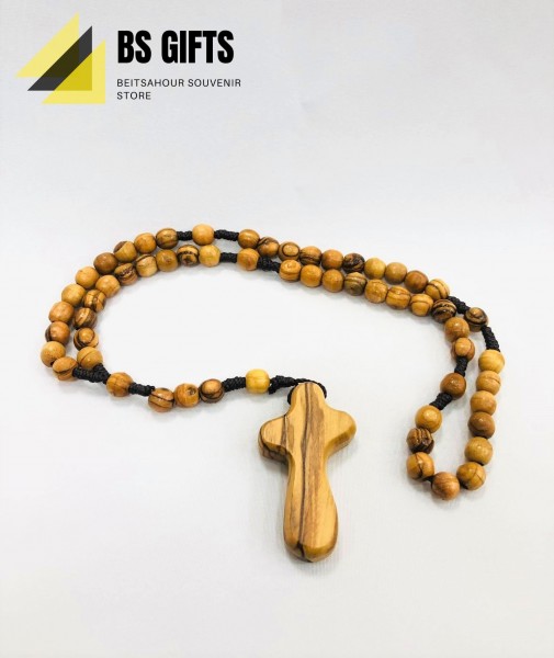 Olivewood rosary with small size cross of life 37cm