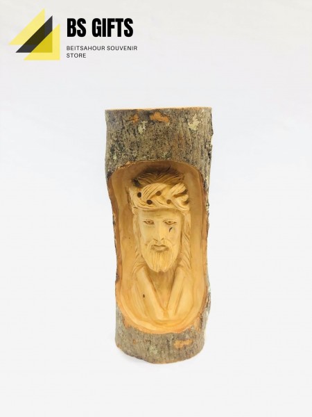Small size Jesus face inside bark 17x7 cm