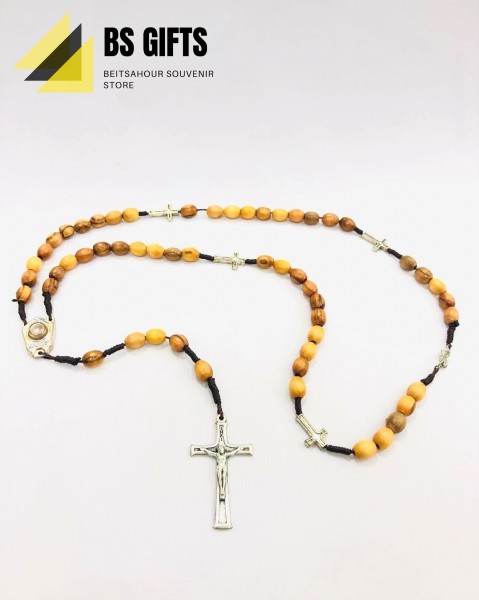 Olivewood rosary with 4 normal crosses 46 cm