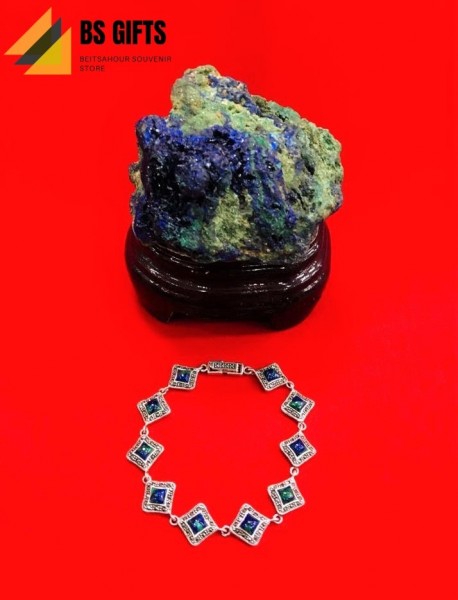 925 Silver Unique-Shaped Eilat Stone Bracelet #1