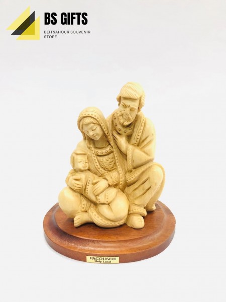 Sitting artist made small size holy family 10x10 cm