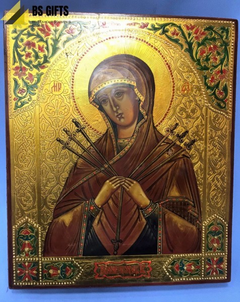 Icon Virgin Mary with Seven Swords 31x26.20cm