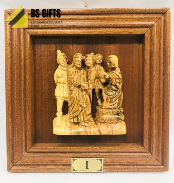 The 14 Stations of The Cross (Olive Wood Carving Set-Small size)